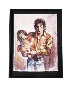 Aquarell Michael Jackson & Bubbles – Editha Tarantino