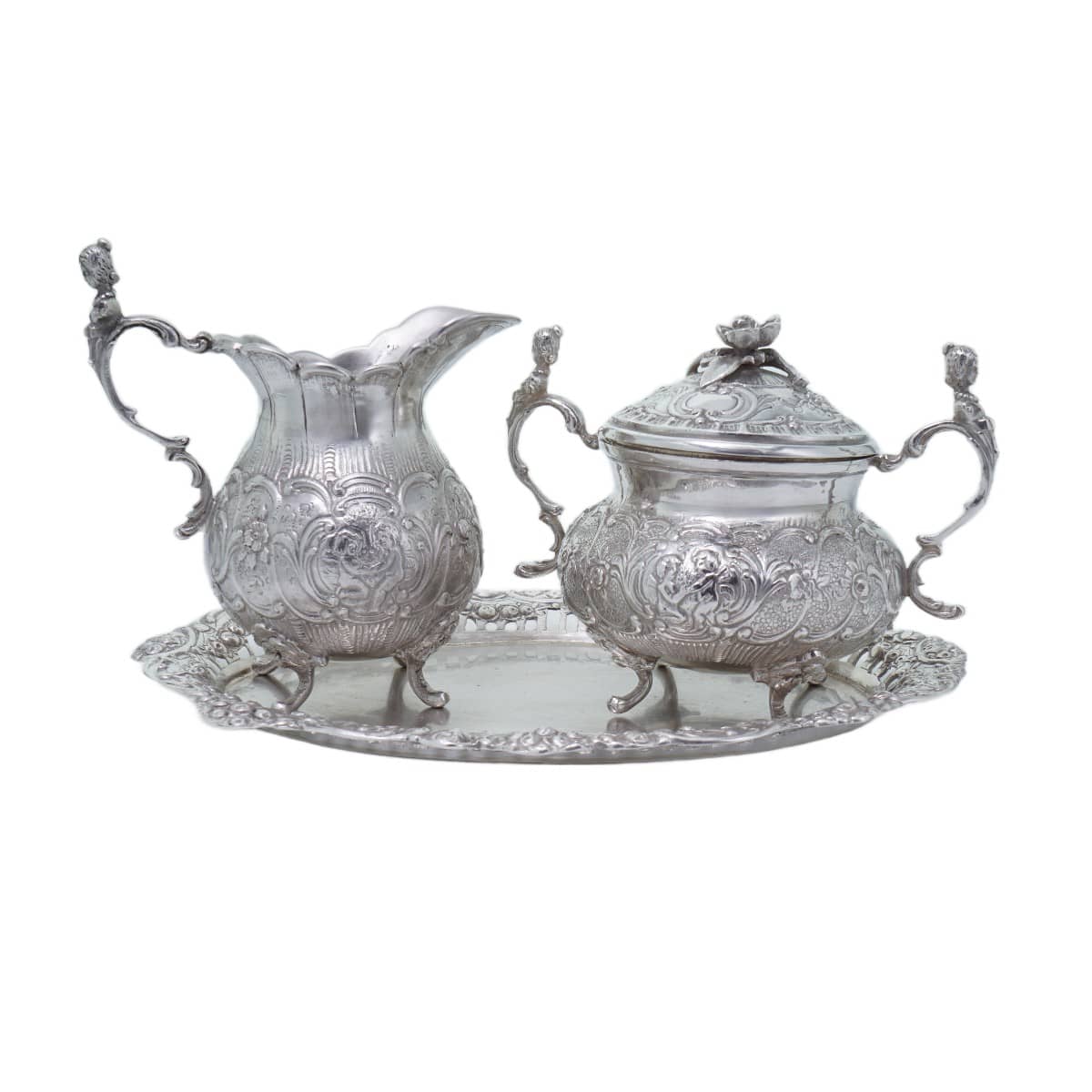 Rahmservice aus 800er Silber – Neorokoko, Hanau